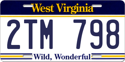 WV license plate 2TM798