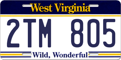 WV license plate 2TM805