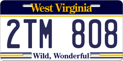 WV license plate 2TM808