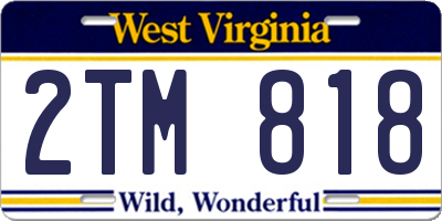 WV license plate 2TM818