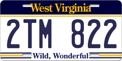 WV license plate 2TM822