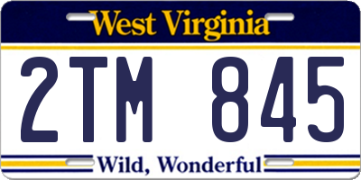 WV license plate 2TM845