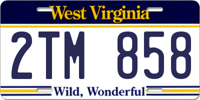 WV license plate 2TM858