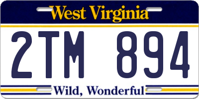 WV license plate 2TM894