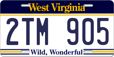 WV license plate 2TM905