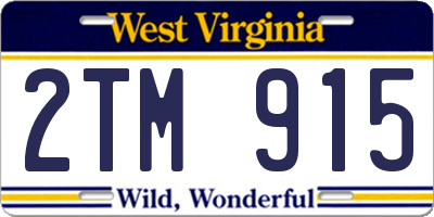 WV license plate 2TM915