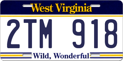 WV license plate 2TM918