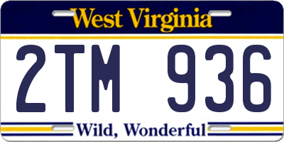 WV license plate 2TM936