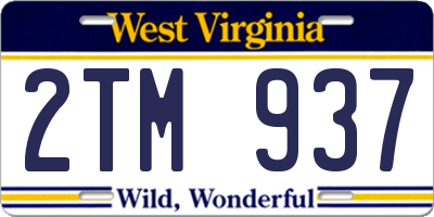 WV license plate 2TM937