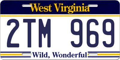 WV license plate 2TM969