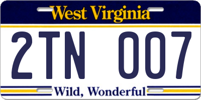 WV license plate 2TN007