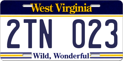WV license plate 2TN023