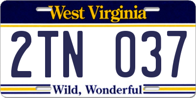 WV license plate 2TN037