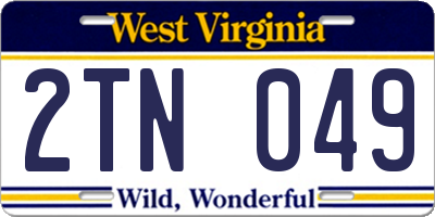 WV license plate 2TN049