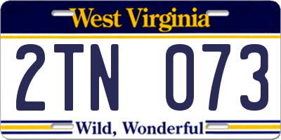 WV license plate 2TN073