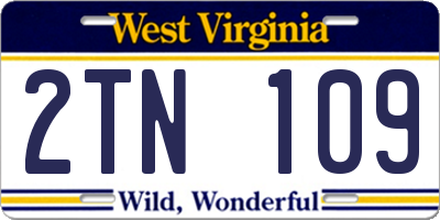 WV license plate 2TN109