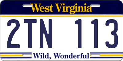 WV license plate 2TN113