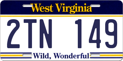 WV license plate 2TN149
