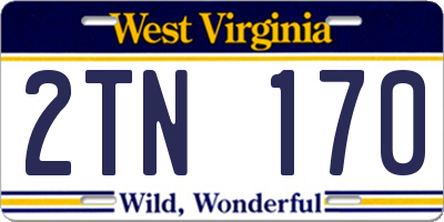 WV license plate 2TN170