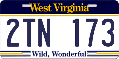 WV license plate 2TN173