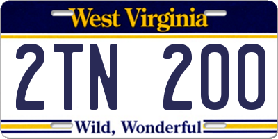 WV license plate 2TN200