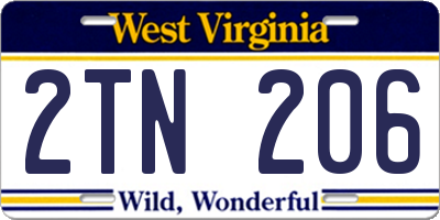 WV license plate 2TN206