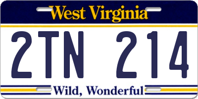WV license plate 2TN214