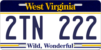 WV license plate 2TN222