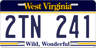 WV license plate 2TN241