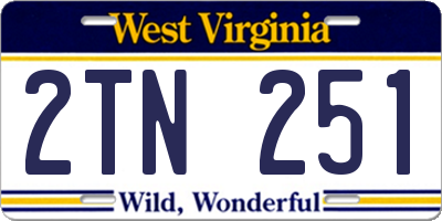 WV license plate 2TN251