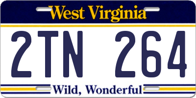 WV license plate 2TN264