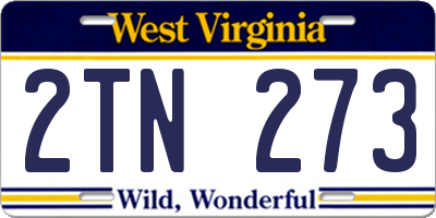 WV license plate 2TN273