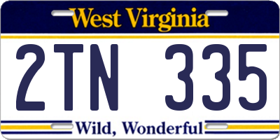 WV license plate 2TN335