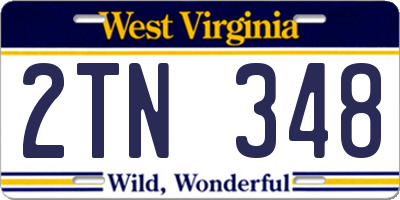 WV license plate 2TN348