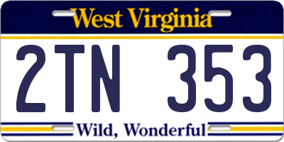 WV license plate 2TN353