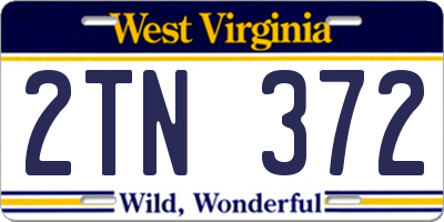 WV license plate 2TN372