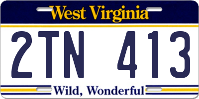 WV license plate 2TN413