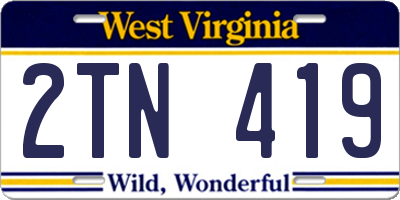 WV license plate 2TN419