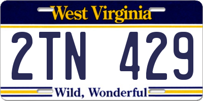 WV license plate 2TN429