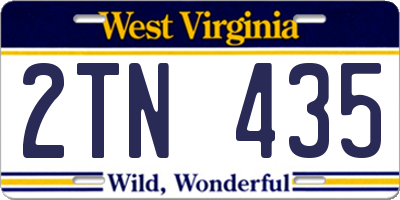 WV license plate 2TN435