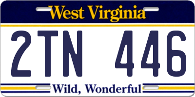 WV license plate 2TN446