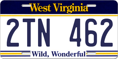 WV license plate 2TN462