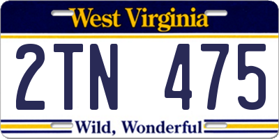 WV license plate 2TN475