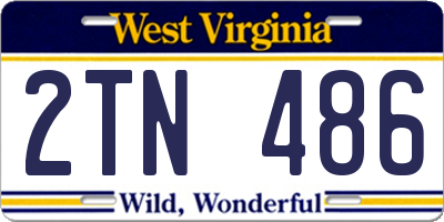 WV license plate 2TN486