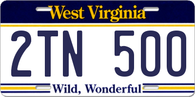WV license plate 2TN500