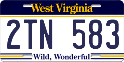 WV license plate 2TN583