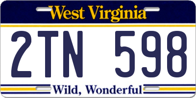 WV license plate 2TN598