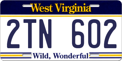 WV license plate 2TN602