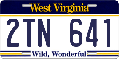 WV license plate 2TN641