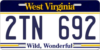 WV license plate 2TN692